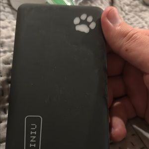 Black Mini Power Bank with Paw Print